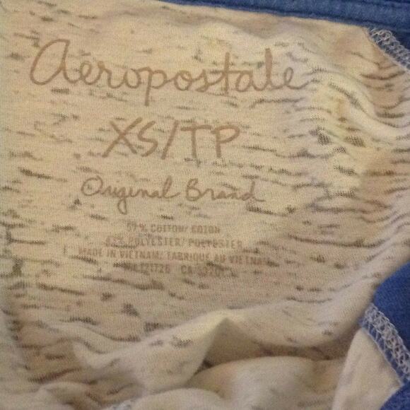 Aeropostale Baseball Tee XSmall Women Shirt 87 Blue - Picture 5 of 10